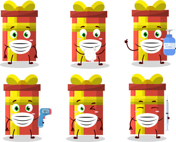 一幅卡通图案的长款礼品盒图片下载