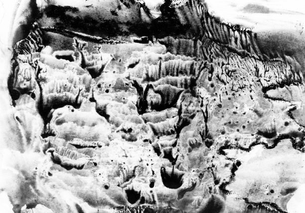 抽象山水水彩手绘插画。黑白水彩景观极简主义图片下载