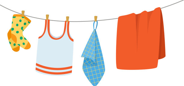 晾干儿童的衣服和配件后图片下载