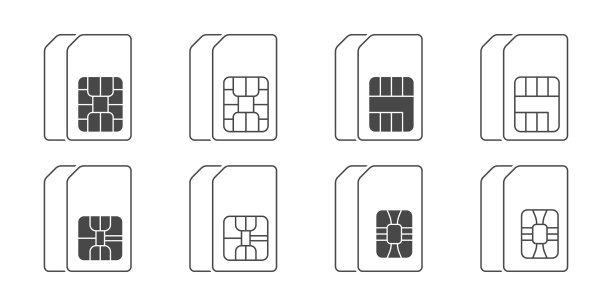 双SIM卡图标线性SIM卡图标集图片下载