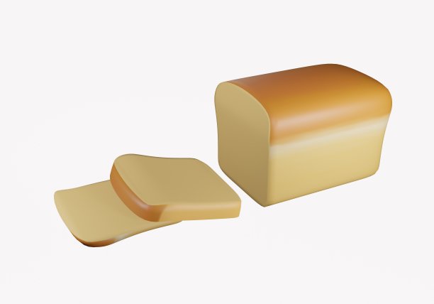 新鲜切片的全麦面包，孤立在白色背景。片面包。三维渲染图片下载