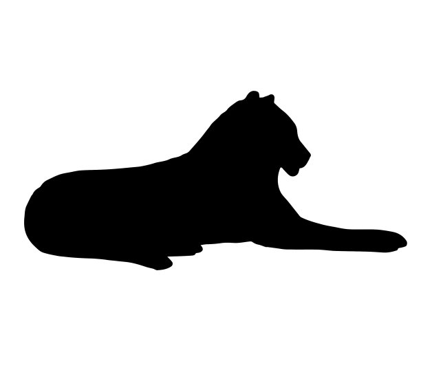 手画卧虎剪影图片下载