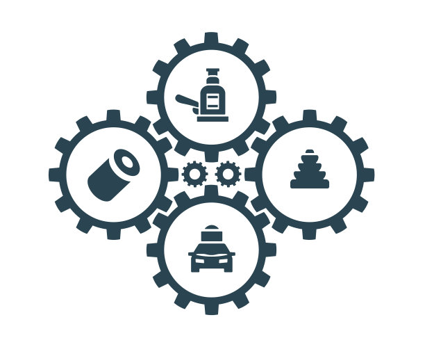与汽车零件电池的图像图标和标志图片下载