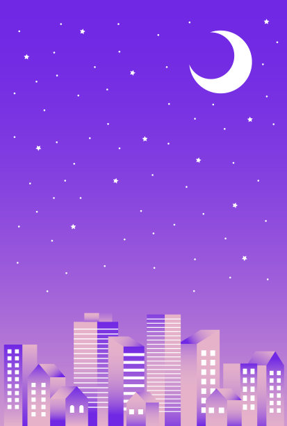 夜晚的建筑简单而时尚的插图图片下载