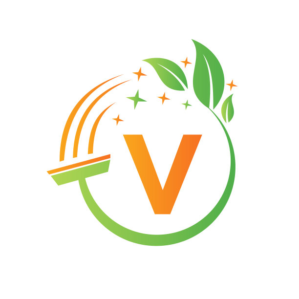 字母v上的清洁服务女服务员标志图片下载