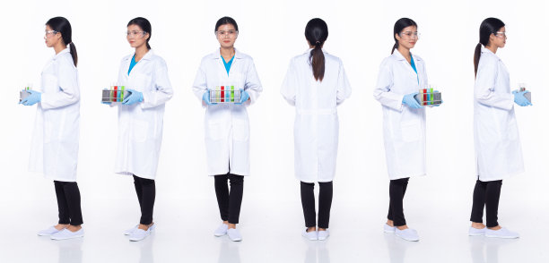 全长30秒亚裔女科学家科学博士，前后360度图片下载