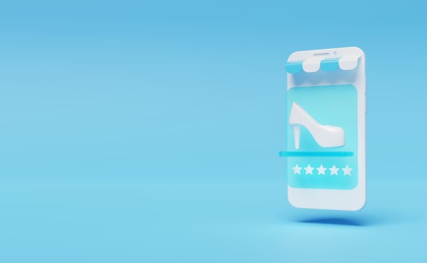 蓝色白色高跟鞋商店3d插图图片下载