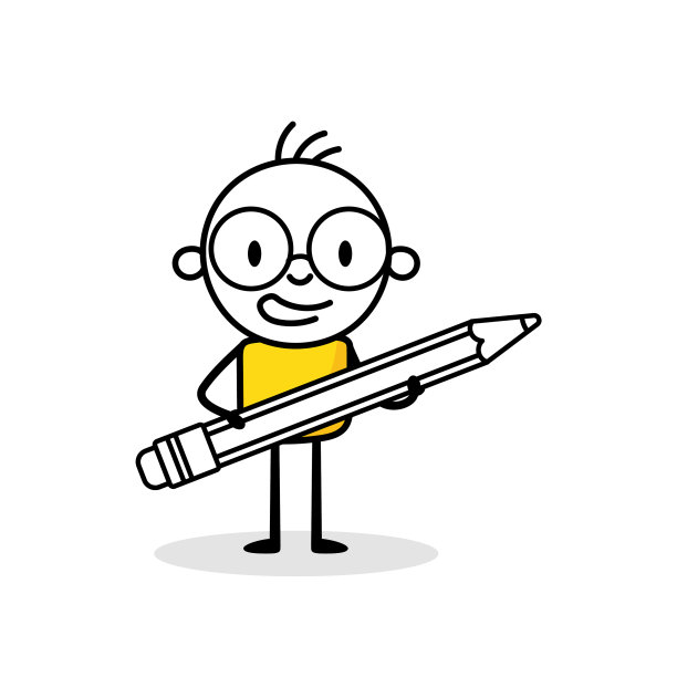 拿着铅笔的男子孤立在白色背景图片下载