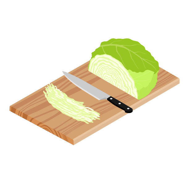 卷心菜和切好的卷心菜放在木片上图片下载