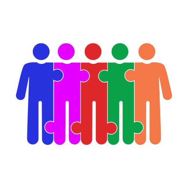 人们作为一个由5块拼图组成的团队工作图片下载