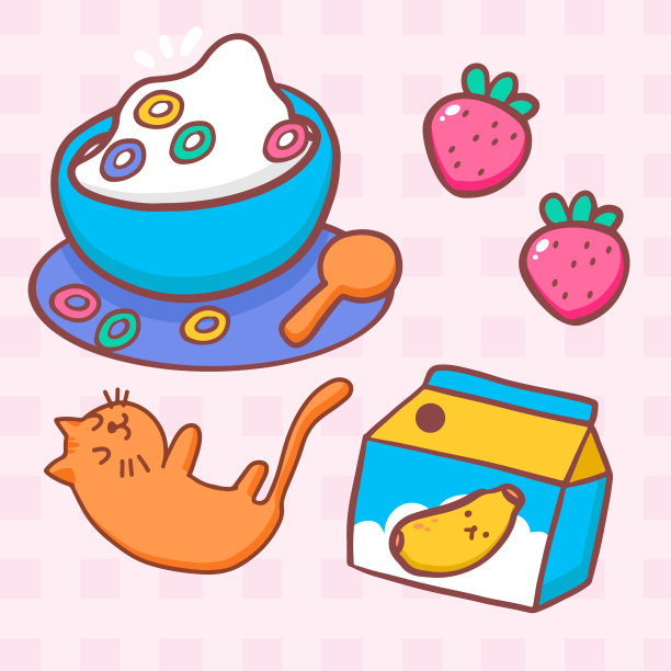 桌上的早餐有玉米片、牛奶、草莓、香蕉牛奶图片下载