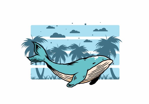 海洋大鲸鱼的插图图片下载