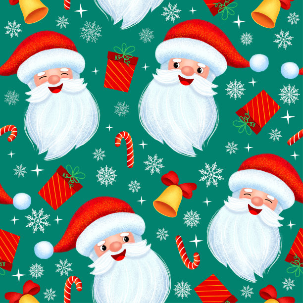 无缝圣诞图案模板在卡通风格图片下载