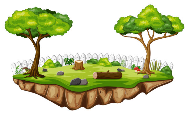 自然公园场景背景孤立在白色图片下载