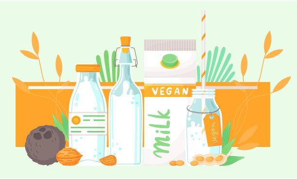 纯素食主义的概念。素食杏仁，大豆和椰奶。植物性饮料。纯牛奶图片下载