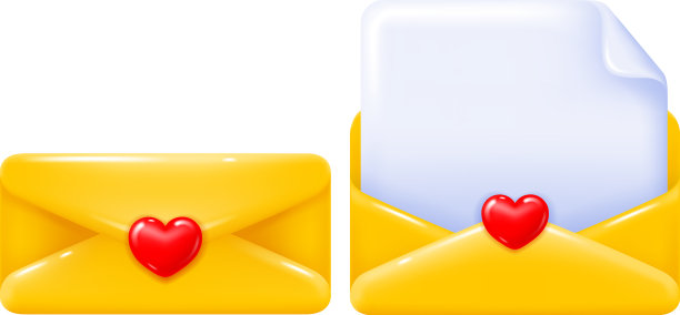 有爱心的情人节黄色信封图片下载