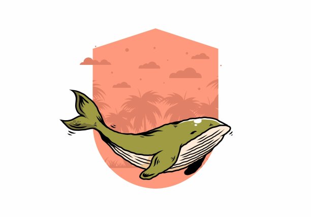 海洋大鲸鱼的插图图片下载
