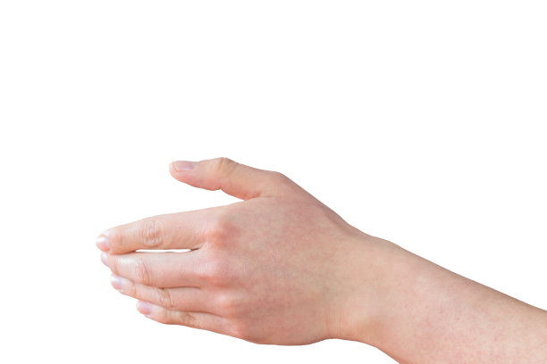 白色的左手伸在白色的背景上图片下载