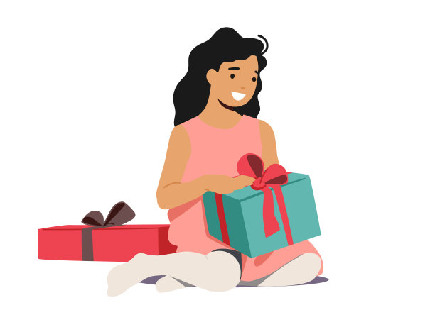 孩子们用五颜六色的包装纸打开礼物图片下载