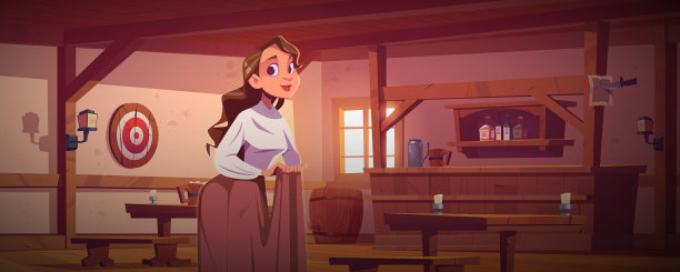 西部牛仔酒馆里的女人，年轻的女主人图片下载