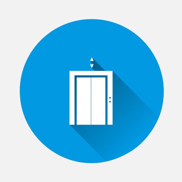 电梯图标上的蓝色背景平面图像与图片下载