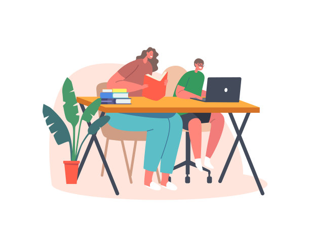 母亲和孩子读书和学习课程图片下载