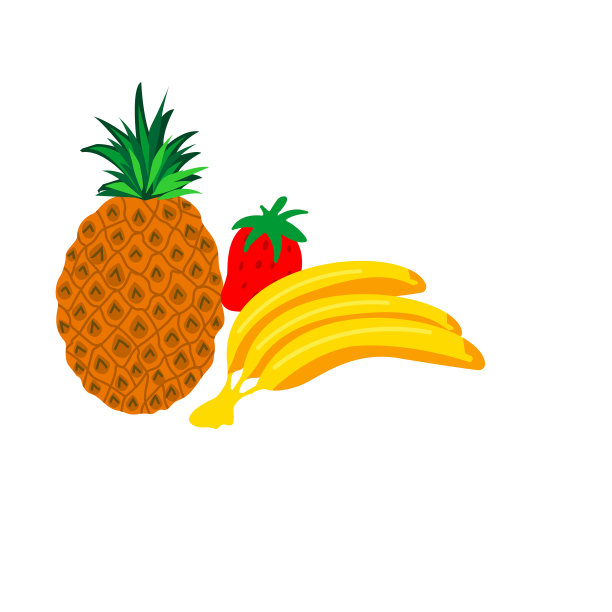 草莓，香蕉和菠萝的简单组合图片下载