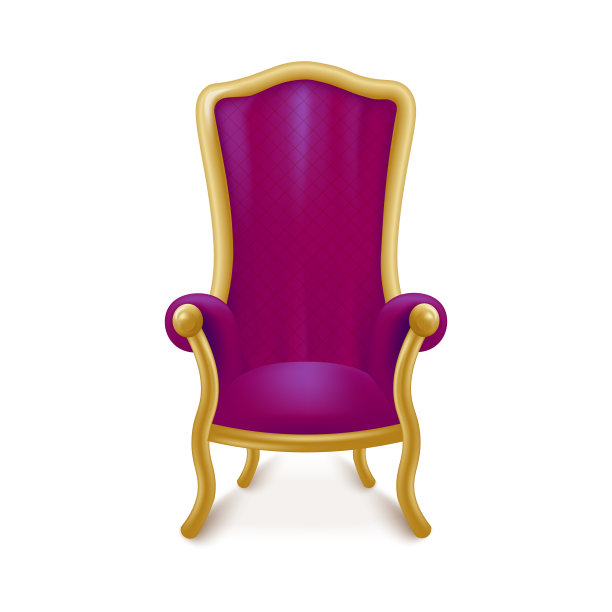 豪华镀金的椅子或皇家宝座模型矢量插图孤立。图片下载