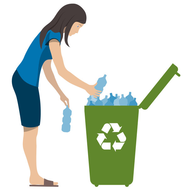 一名男子将塑料瓶扔进垃圾桶图片下载