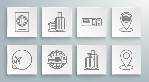 设置线地球仪与飞行的飞机手提箱图片下载