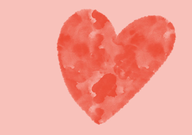 红色水彩心在粉红色的背景图片下载