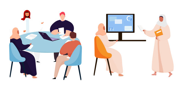 商业团队的阿拉伯妇女和男子一起工作图片下载