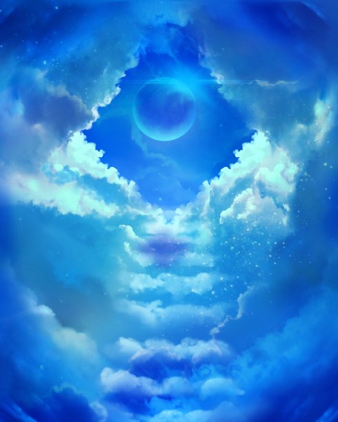 神秘的云楼梯通向天堂，神圣的光从天堂闪耀图片下载