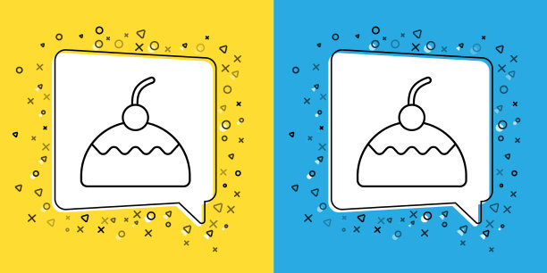 设定线饼图标孤立在黄色和蓝色图片下载