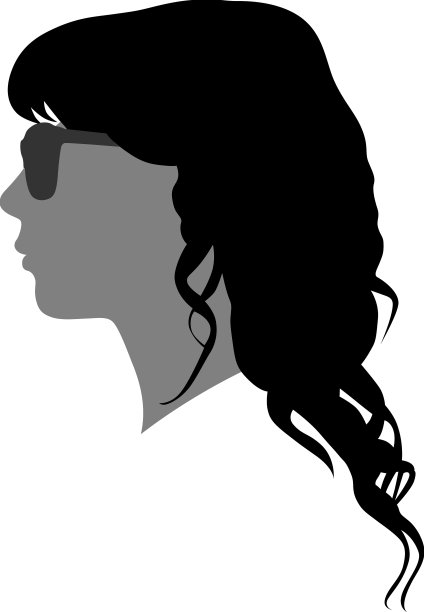 留着长发的年轻女孩的剪影图片下载