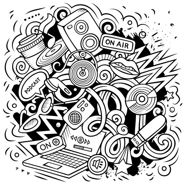 音频内容卡通涂鸦设计有趣图片下载