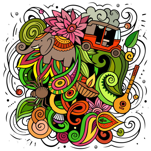 印度手绘涂鸦图片下载