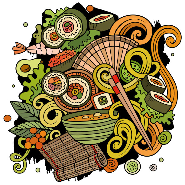 卡通人物涂鸦日本食物图片下载