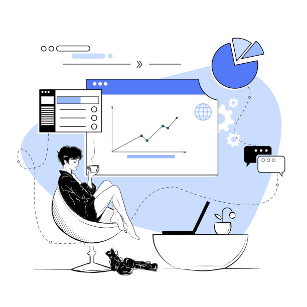 女商人边工作边喝茶图片下载