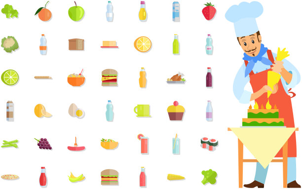 糕点师制作奶油蛋糕产品图标图片下载