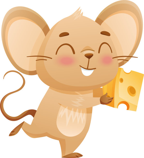 可爱快乐的小老鼠和一块奶酪图片下载