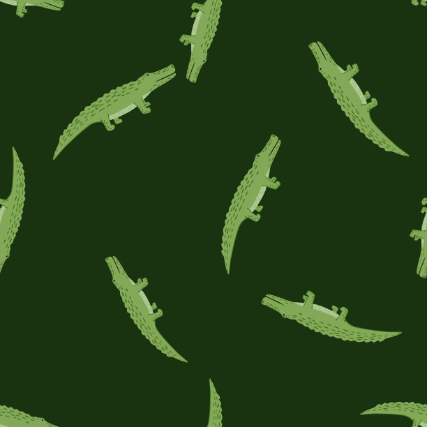 可爱的鳄鱼无缝图案，有趣的动物图片下载