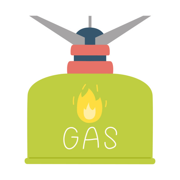 燃气钢瓶和燃气燃烧器。户外野营火炉。远足、旅行、露营时用的炊具。旅游的库存。平面矢量插图孤立在白色背景上。图片下载