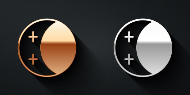 金色和银色的日蚀图标孤立图片下载