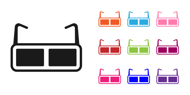黑色眼镜图标孤立在白色背景图片下载