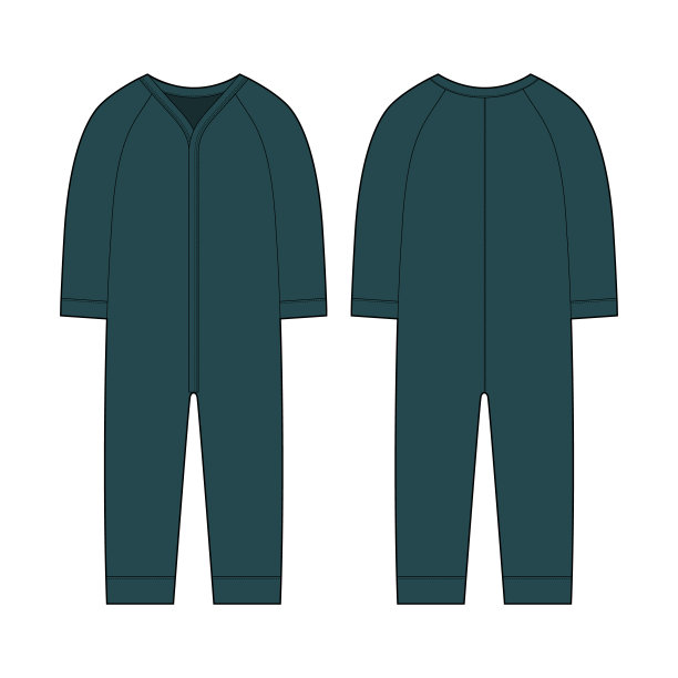 长袖连体衣婴儿蹦蹦跳跳的。深绿色颜色。婴儿身体穿模拟。图片下载