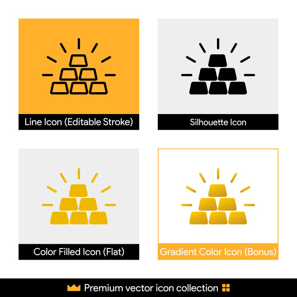 金色矢量图标集合，用于网站设计，应用程序，UI，隔离在后台。图片下载