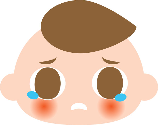 卡通可爱宝宝哭脸。男孩的面部表情。孩子的不满情绪。孤立在白色背景，矢量，插图，EPS10图片下载