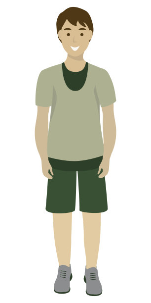 男孩全高肖像正面视图图片下载