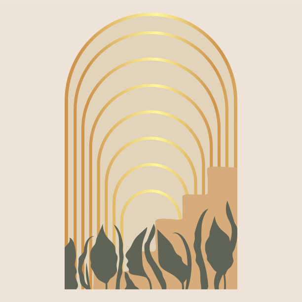 现代抽象美学插画。波西米亚风格的墙壁装饰。图片下载